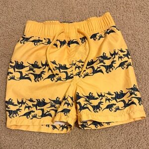 Old Navy Yellow Dinosaur Print Kids Swim Trunks
